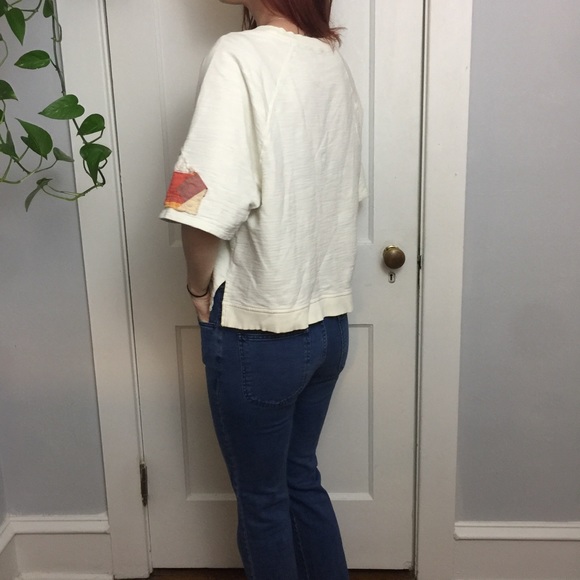 Postage Stamp Patchwork Sweater Boho Top Blouse - Picture 5 of 8